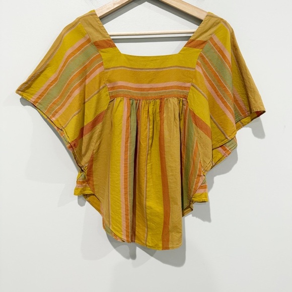 MADEWELL Striped Butterfly Top Multi Color Boho Cotton Lightweight Size XS - Picture 7 of 11